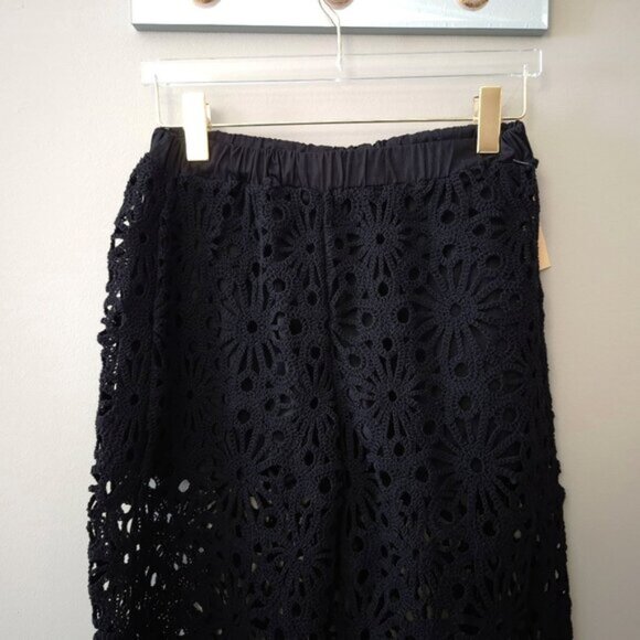 NWT 4Our Dreamers black cotton open weave crochet pants L - Picture 7 of 9